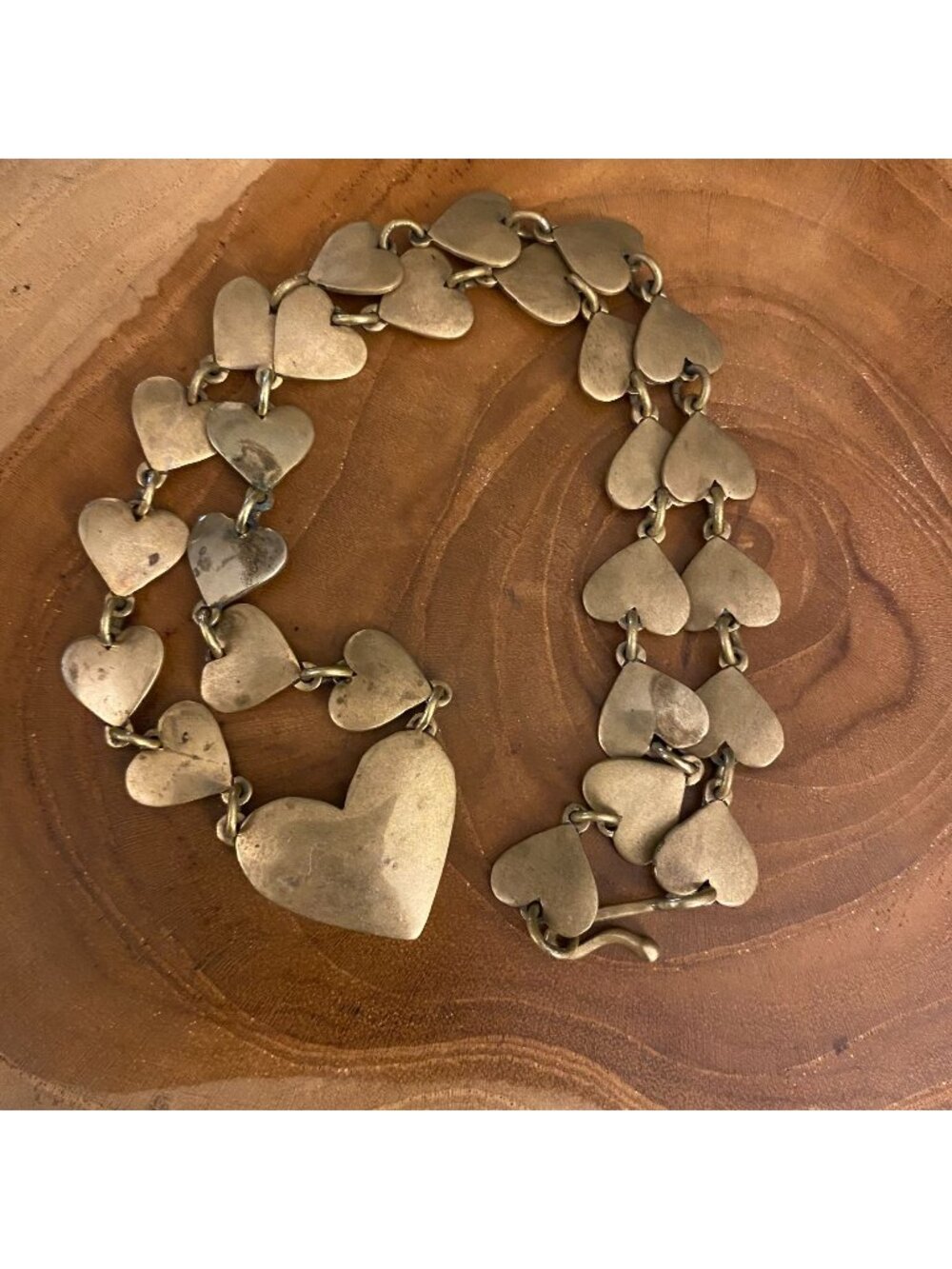 Jeep Collins Brass Connected Hearts Necklace, 20"